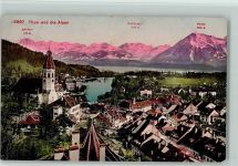 Thun 1918 und die Alpen Abendrot Jungfrau Blüemlisalp Niesen