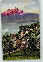 Weggis 1912 mit dem Pilatus Morgenrot