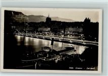 Genève Ausflugsdampfer bei Nacht