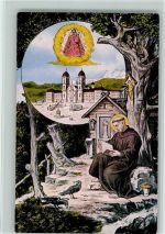 8840 Einsiedeln Künstlerkarte Kloster Mönch Gnadenbild
