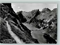 Schwägalp Schrennenweg Blick auf Seealpsee Säntis Mesmer und Altenalp