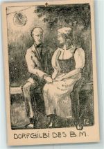 6430 Schwyz Gebrauchsspuren sign. FZ Paar auf der Bank