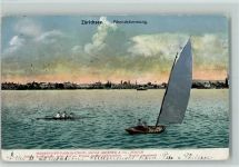 Zürich 1919 Zürichsee - Abendstimmung, Segelboot, Werbung: Adolf Grieda Seidenstoffe