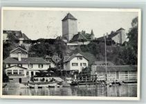 Murten Restaurant des Bains Ufersteg Ruderboote Schwimmbad