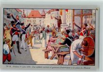 Genève 1914 Centenaire de la Reunion 1er juin 1814 Les soldats suisses et genevois fraternisent a la place du Molard Nr. 8 sign