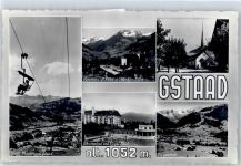 3780 Gstaad 1990 Werbe AK Seilbahn Schwimmbad Kirche