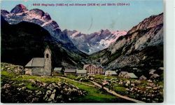 9000 St. Gallen S. Gallo Lithographie / Künstlerkarte Meglisalp mit Altmann und Säntis