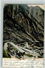 Sankt Gotthard TI 1903 Foto AK Postkutsche Schöllenen