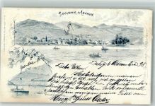 1095 Lutry 1898 Lithographie / Künstlerkarte Lavaux Ort handschriftlich