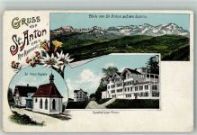 9413 Oberegg Foto AK St. Atnton Gasthaus zum Rössli Kirche Kapelle