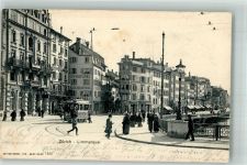 8000 Zürich 1902 Foto AK Limmatquai Straßenbahn Cafe