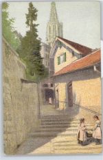 3000 Bern Berne Lithographie / Künstlerkarte Fricktreppe AKU2