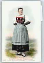 Mädchen aus Rafzerfeld , Zürich AKU2 Tracht Schweiz Künstlerkarte