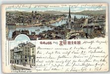 8000 Zürich 1900 Lithographie Hotel Byland