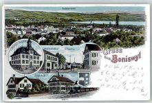 5706 Boniswil Alliswil 1907 Lithographie Schulhaus Kochschule