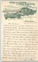 2000 Neuchâtel Neuenburg 1900 - Hotel des Alpes Hotel Terminus