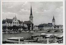 8000 Zürich - Limmat, Fraumünster, Kirche, Boot, Brücke AKU2
