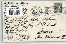 St. Gallen S. Gallo mit Bahnhof und Postgebäude Abendrot Bahnhof Schweiz 1920