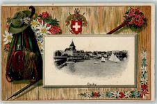 1000 Ouchy 1909 Prägedruck Wappen Gams Lithographie