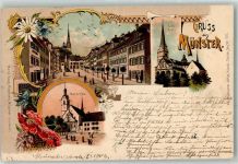 6215 Beromünster 1902 Lithographie Pfarrkirche Stiftskirche