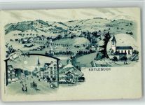 6162 Entlebuch 1903 BOAKC Lithographie/Mondschein Bahnhof Kirche Gebrauchsspuren, bitte Scan genau beachten!