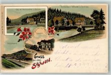 8135 Sihlwald 1900 Lithographie Gasthaus Brücke Forsthaus Holzsägerei Bahnhof Verlag Künzli Nr 1877