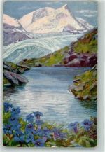 Strahlhorn Aletschgletscher Künstlerkarte sign. Kutscha