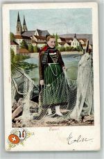 4000 Basel Bâle 1902 Gebrauchsspuren Tracht Fischerin