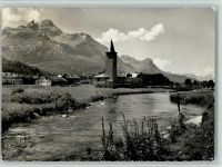 7515 Sils/Segl Baselgia - Baselgia Oberengadin Partie am Inn mit Piz della Margna