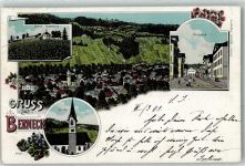 9442 Berneck 1901 Lithographie Ruine Rosenburg Neugasse Kirche