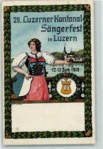 6000 Luzern Lucerne 1910 Künstlerkarte 29. Luzerner Kantonal-Sängerfest sign