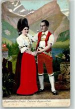 1915 Gebrauchsspuren mit echter Stoff Applikation Liebespaar Pfeife Prägedruck Verlag WFB 264