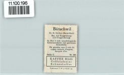 9606 Bütschwil - Vignette Wappen Kaffee Hag ca 1920-1940