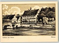 8462 Rheinau Lithographie Gasthaus Zum Salmen sign Nohl