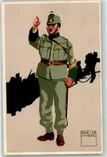 1915 Künstlerkarte Felduniforn Neue Ordonnanz 8. Feldwebel Infanterie Schützen sign. Emil Huber Ort lt. Verlag