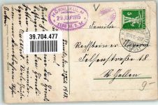8497 Fischenthal 1915 Gebrauchsspuren Hörnli Bahnpost Zug 237