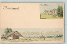 2067 Chaumont Karte beschädigt Grand Hotel sign Künstlerkarte