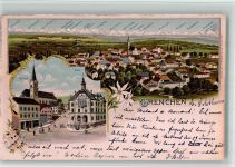 2540 Grenchen 1902 BOAKC Lithographie Kirche Post Gebrauchsspuren, bitte Scan genau beachten!