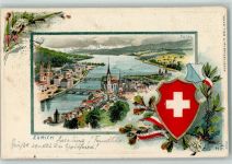 8000 Zürich 1902 Passepartout Prägedruck Wappen sign HF Lithographie