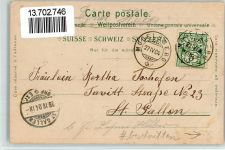 9122 Mogelsberg 1904 BOAKC Lithographie Schweizer Modes Gasthaus Rössli Post Krone Kirche Pfarrhof Beschnitten Gebrauchsspuren, bitte Scan genau beachten!