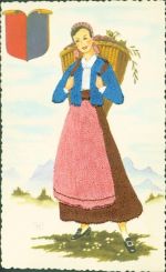 AK mit Stickerei echte Seidenfäden