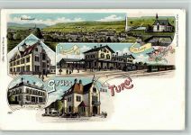 5300 Turgi 1905 BOAKC Bahnhof Eisenbahn Gasthaus Diana Baza Bahnpost Strecke 13 Zug 34 Lithographie
