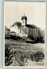 8627 Grüningen Foto AK Schloss Kirche