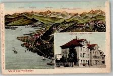 9427 Wolfhalden 1906 Foto AK Postamt und Gasthaus zum Adler Vogelschau