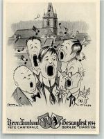 3000 Bern Berne 1934 Künstlerkarte Karikatur Gesangsfest Fete Cantonale sign. Stucki