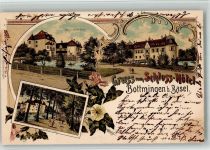 4103 Bottmingen 1898 BOAKC Lithographie Schloss Hotel Schloss Allee