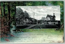 Gurten Kulm 1902 Lithographie Kurhotel mit Stammhaus Passepartout Bäume