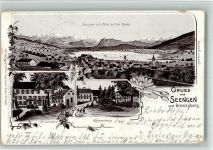 5707 Seengen 1904 BOAKC Lithographie Brestenberg Eicheberg Gebrauchsspuren, bitte Scan genau beachten!