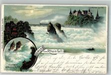4242 Laufen 1897 Lithographie Rheinfall Schloss