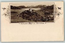 8804 Au ZH 1900 Lithographie Halbinsel Au am Zürichsee